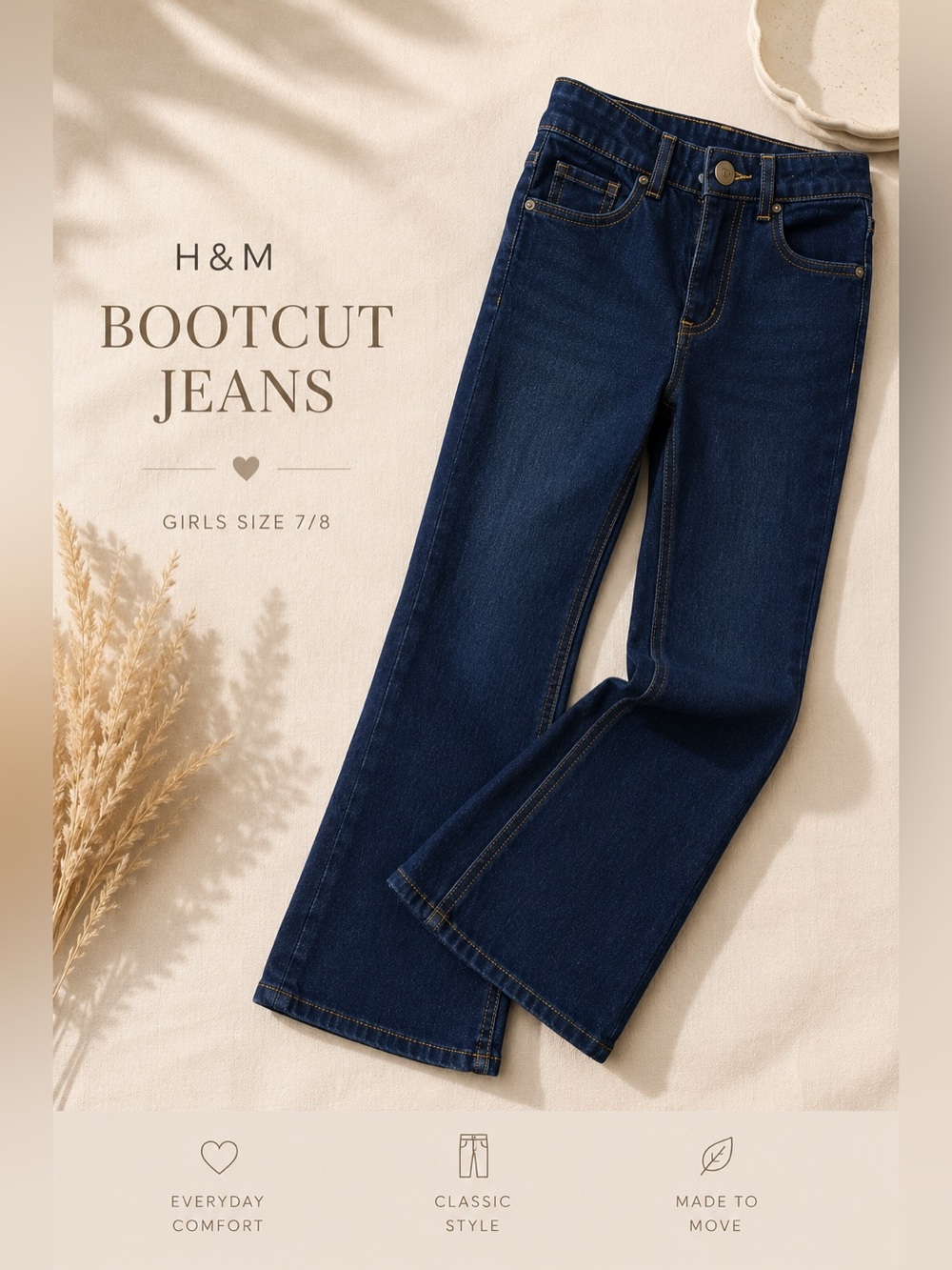 Classic Dark Blue Big Girl’s Jeans - Casual Flair